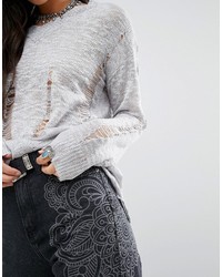 Pull surdimensionné en tricot gris Glamorous