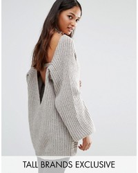 Pull surdimensionné en tricot gris