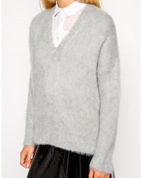 Pull surdimensionné en tricot gris