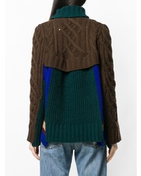Pull surdimensionné en tricot marron foncé Sacai