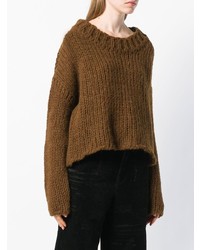 Pull surdimensionné en tricot marron Uma Wang