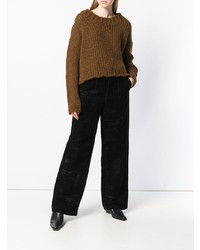 Pull surdimensionné en tricot marron Uma Wang