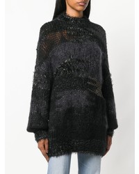 Pull surdimensionné en tricot noir Saint Laurent