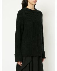 Pull surdimensionné en tricot noir Yohji Yamamoto