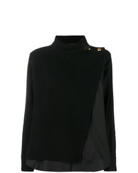 Pull surdimensionné en tricot noir Sacai