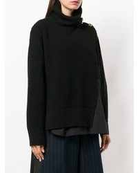 Pull surdimensionné en tricot noir Sacai