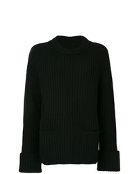 Pull surdimensionné en tricot noir Yohji Yamamoto