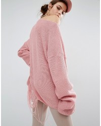 Pull surdimensionné en tricot rose