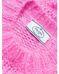 Pull surdimensionné en tricot rose Prada