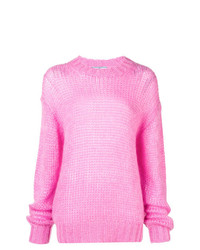 Pull surdimensionné en tricot rose Prada