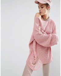 Pull surdimensionné en tricot rose