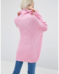 Pull surdimensionné en tricot rose Weekday