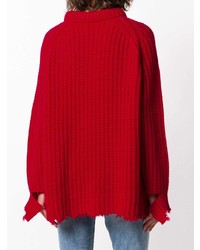 Pull surdimensionné en tricot rouge R13