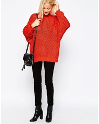 Pull surdimensionné en tricot rouge