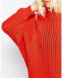 Pull surdimensionné en tricot rouge