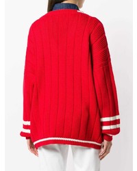 Pull surdimensionné en tricot rouge Miu Miu
