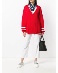 Pull surdimensionné en tricot rouge Miu Miu
