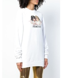 Pull surdimensionné imprimé blanc Fiorucci