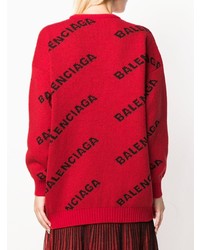 Pull surdimensionné imprimé rouge Balenciaga