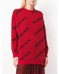 Pull surdimensionné imprimé rouge Balenciaga