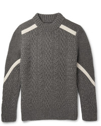 Pull torsadé à chevrons gris foncé