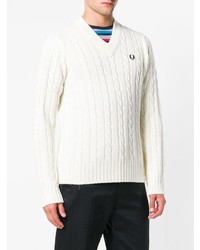 Pull torsadé blanc Fred Perry