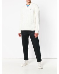 Pull torsadé blanc Fred Perry