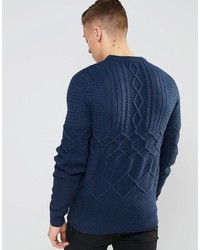 Pull torsadé bleu marine Bellfield