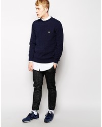 Pull torsadé bleu marine Lyle & Scott