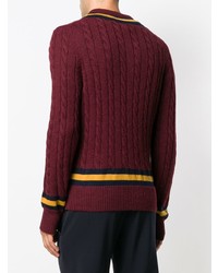 Pull torsadé bordeaux Kent & Curwen