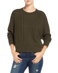 Pull torsadé en tricot olive