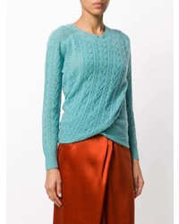 Pull torsadé en tricot turquoise Sies Marjan