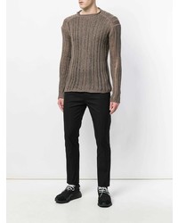 Pull torsadé marron clair Rick Owens