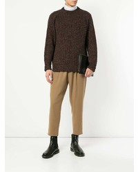 Pull torsadé marron foncé Lemaire