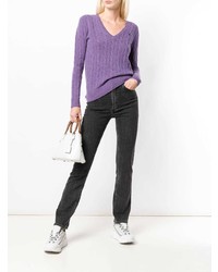 Pull torsadé violet Polo Ralph Lauren