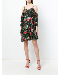 Robe à épaules dénudées à fleurs noir Alice + Olivia