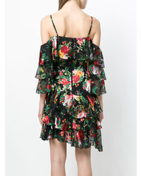 Robe à épaules dénudées à fleurs noir Alice + Olivia