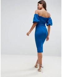 Robe à épaules dénudées bleu Asos