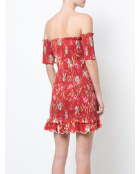 Robe à épaules dénudées en lin à fleurs rouge Zimmermann