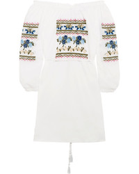 Robe à épaules dénudées en soie blanc