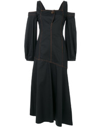 Robe à épaules dénudées en soie noir Ellery