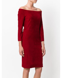 Robe à épaules dénudées en soie rouge The Row