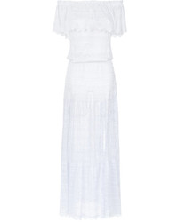 Robe à épaules dénudées en tricot blanc Cecilia Prado