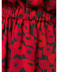 Robe à épaules dénudées imprimé rouge Saint Laurent