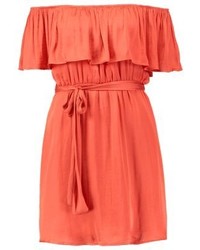 Robe à épaules dénudées orange Bardot