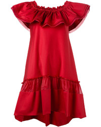 Robe à épaules dénudées rouge Alberta Ferretti