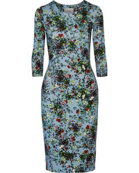 Robe à fleurs bleu clair Erdem