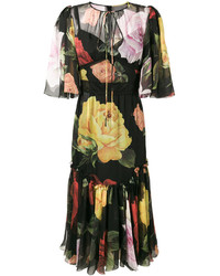 Robe à fleurs noire Dolce & Gabbana