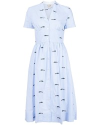 Robe brodée bleu clair Sea