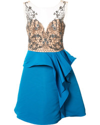 Robe brodée bleue Marchesa